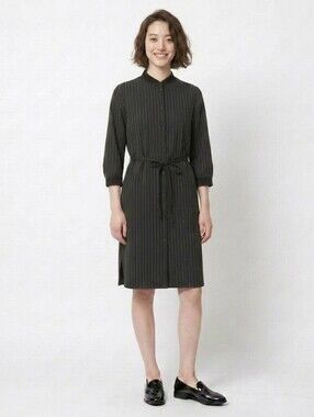 Vintage Navy Pinstripe Button-Front Dress (B2G1 Free)